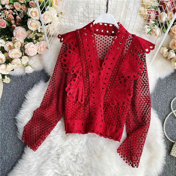 sweaters autumn v-neck hollow out lace blouse women casual pink/white/red shirts female elegant long sleeve new fashion blusas, White;black
sweaters autumn v-neck hollow out lace blouse women casual pink/white/red shirts female elegant long sleeve new fashion blusas, White;black