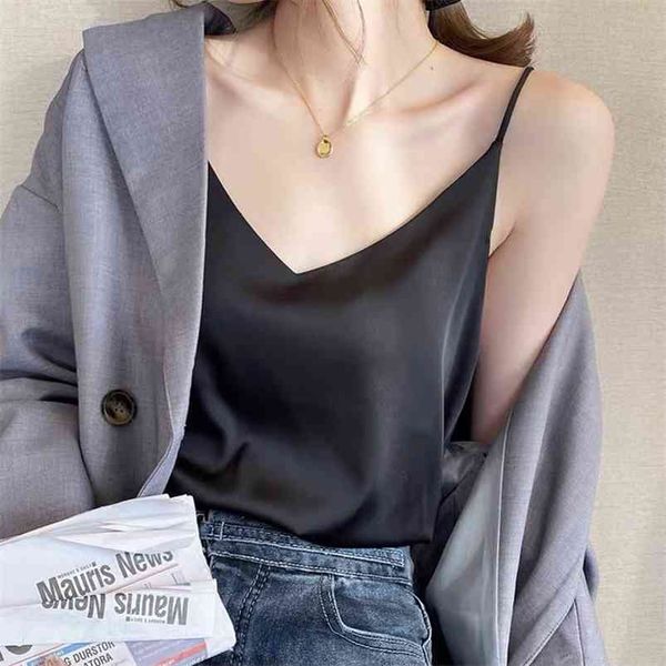 tank women silk halter women summer woman v neck camis vest korean women streetwear plus size halter shirts 210407, White
tank women silk halter women summer woman v neck camis vest korean women streetwear plus size halter shirts 210407, White
