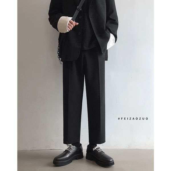 men's pants pure color casual korean fashion loose straight-leg suit streetwear drape hip-hop ankle-length fcba, Black
men's pants pure color casual korean fashion loose straight-leg suit streetwear drape hip-hop ankle-length fcba, Black