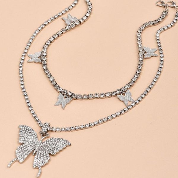 two-piece crystal butterfly pendant necklace women cute statement luxury shiny gold rhinestone choker chain chains, Silver
two-piece crystal butterfly pendant necklace women cute statement luxury shiny gold rhinestone choker chain chains, Silver