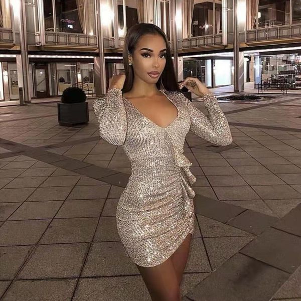casual dresses women elegant fashion sequined shiny mini bandage v neck long sleeve celebrity evening party vestidos gd50, Black;gray
casual dresses women elegant fashion sequined shiny mini bandage v neck long sleeve celebrity evening party vestidos gd50, Black;gray