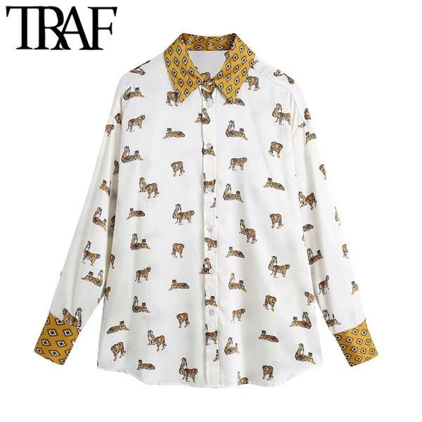 women fashion animal print loose patchwork blouses vintage long sleeve button-up female shirts chic 210507, White
women fashion animal print loose patchwork blouses vintage long sleeve button-up female shirts chic 210507, White