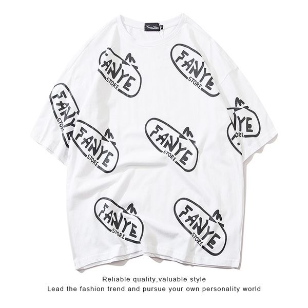 1high street hip hop fashion letter printing personalized loose large edition short sleeve summer new lovers t-shirt female2021, White;black