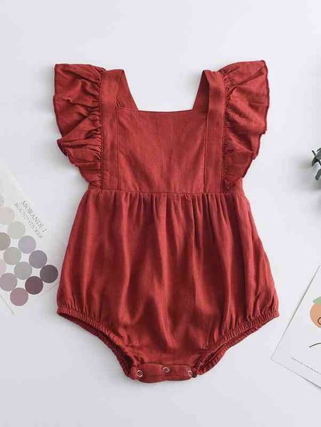 baby girl ruffle trim overall bodysuit she, Blue