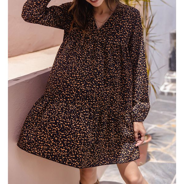 european and american foreign trade womens clothing v-neck long sleeve commuter print dress, White;black
european and american foreign trade womens clothing v-neck long sleeve commuter print dress, White;black