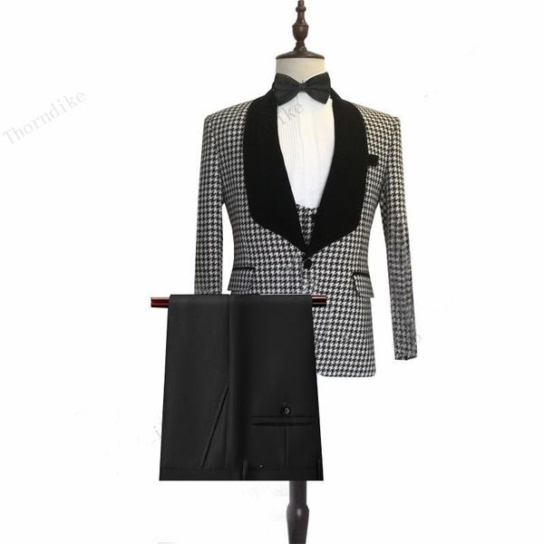 men's suits & blazers plaid suit customization, White;black