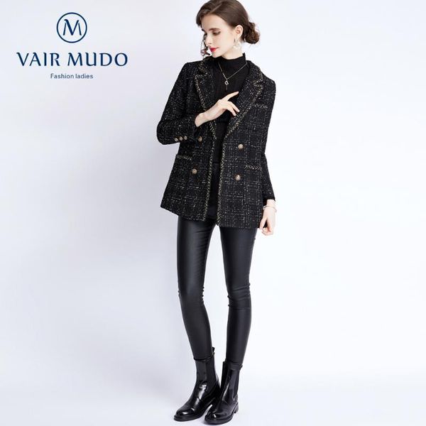 women's wool & blends spring autumn winter tweed ladies loose plaid jacket small fragrance elegant fashion black coat office lady y-523
women's wool & blends spring autumn winter tweed ladies loose plaid jacket small fragrance elegant fashion black coat office lady y-523