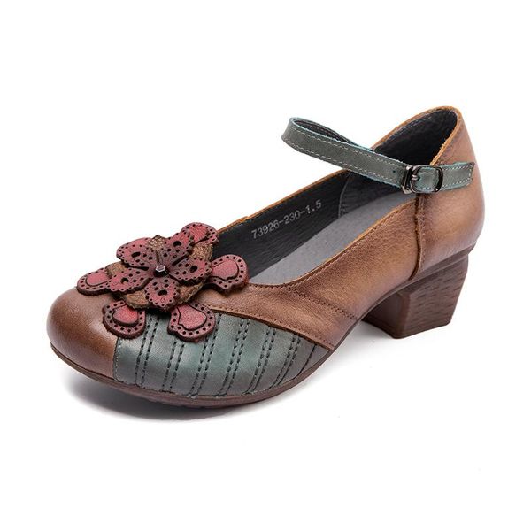 casual retro women shoes cowhide flowers heels mid heel genuine leather high red khaki ladie dress, Black
casual retro women shoes cowhide flowers heels mid heel genuine leather high red khaki ladie dress, Black