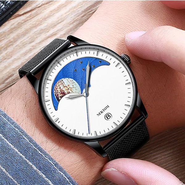 wristwatches nektom 8197 men's watches mesh band waterproof wrist men quartz sports watch luxury calendar moon phase clock relogio masc, Slivery;brown
wristwatches nektom 8197 men's watches mesh band waterproof wrist men quartz sports watch luxury calendar moon phase clock relogio masc, Slivery;brown