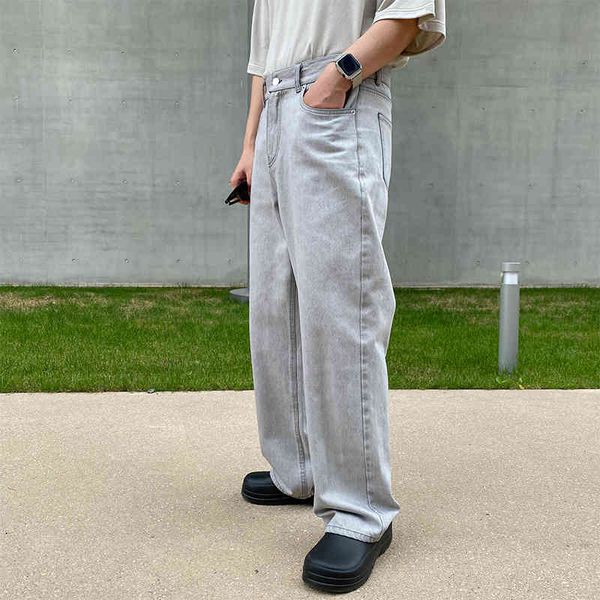 men's jeans korean broad-legged men's fashionable retro-baggy casual gray brem pants streetwear loose hip-hop denim straight brim, Blue
men's jeans korean broad-legged men's fashionable retro-baggy casual gray brem pants streetwear loose hip-hop denim straight brim, Blue
