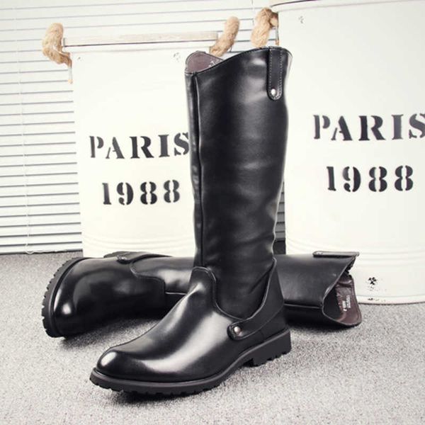 men's long barrel military parade boots korean leather high cowboy fashion knight horse, Black
men's long barrel military parade boots korean leather high cowboy fashion knight horse, Black