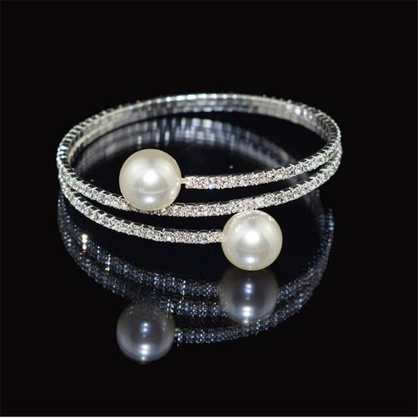 link, chain korean style fashion double elastic crystal bracelet imitation pearl lady cuff party charm jewelry accessories, Black
link, chain korean style fashion double elastic crystal bracelet imitation pearl lady cuff party charm jewelry accessories, Black