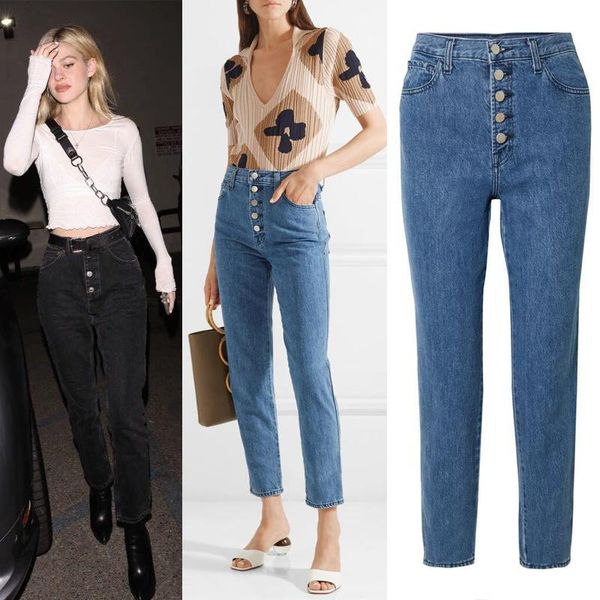 women's jeans woman straight xl trousers autumn winter 2021 jb retro high waist single breasted nine point riped women pants, Blue
women's jeans woman straight xl trousers autumn winter 2021 jb retro high waist single breasted nine point riped women pants, Blue
