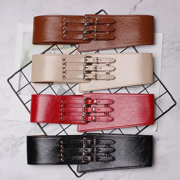 belts women's runway fashion pu leather elastic cummerbunds female dress corsets waistband decoration wide belt tb1387, Black;brown
belts women's runway fashion pu leather elastic cummerbunds female dress corsets waistband decoration wide belt tb1387, Black;brown