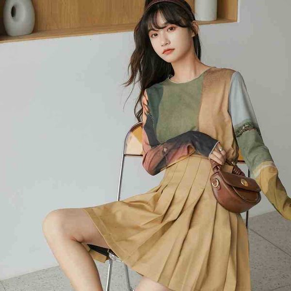 women's t-shirt autumn oil painting t women long sleeve color block tshirt green tee femme fashion 22dp, White
women's t-shirt autumn oil painting t women long sleeve color block tshirt green tee femme fashion 22dp, White