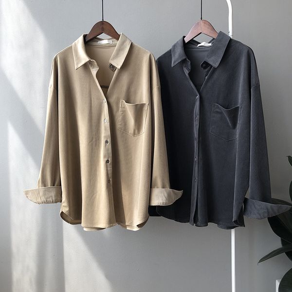 autumn winter casual corduroy shirt women style korean loose temperament long-sleeved 210514, White
autumn winter casual corduroy shirt women style korean loose temperament long-sleeved 210514, White