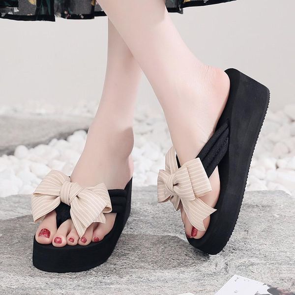 slippers bow women's outer wear wedges with thick-soled summer fashion sweet and cute student flip flops non-slip beach sandals, Black
slippers bow women's outer wear wedges with thick-soled summer fashion sweet and cute student flip flops non-slip beach sandals, Black