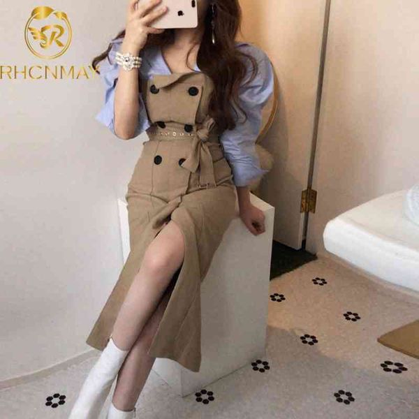 korean 2 piece set simple all-match turn-down collar shirt + double breasted drawstring strapless dress autumn chic suit 210330, White
korean 2 piece set simple all-match turn-down collar shirt + double breasted drawstring strapless dress autumn chic suit 210330, White