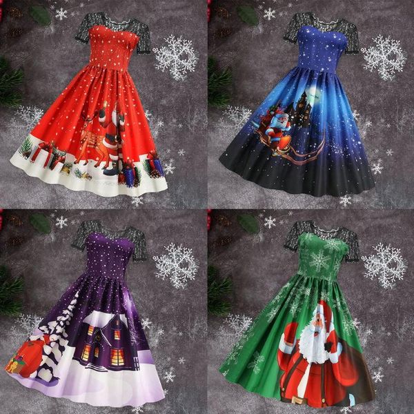 party dresses vintage christmas for women lace a line dress santa claus pattern printing prom short sleeve par, White;black
party dresses vintage christmas for women lace a line dress santa claus pattern printing prom short sleeve par, White;black