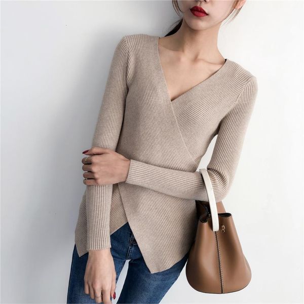 deep v-neck pullover knitted wrap front solid sweaters woman cross spring summer basic jumper c-054, White
deep v-neck pullover knitted wrap front solid sweaters woman cross spring summer basic jumper c-054, White
