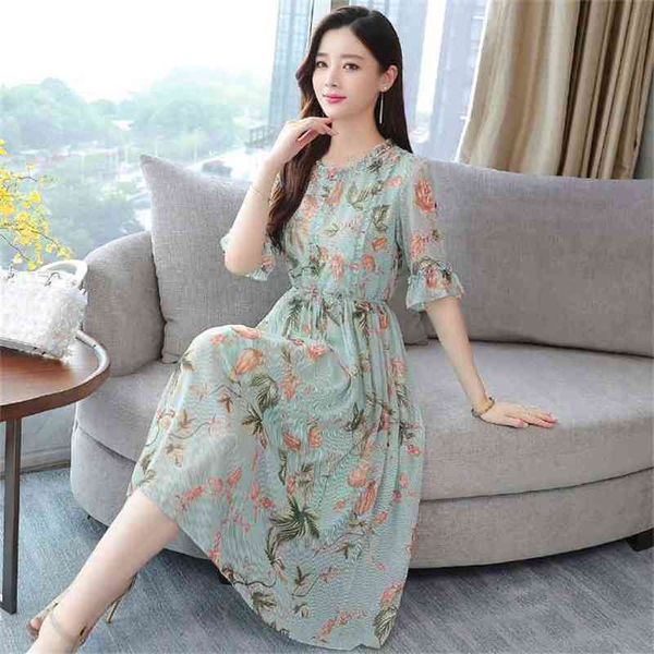 summer women's large size chiffon o neck dress lotus sleeve printing female dresses women 210507, Black;gray
summer women's large size chiffon o neck dress lotus sleeve printing female dresses women 210507, Black;gray