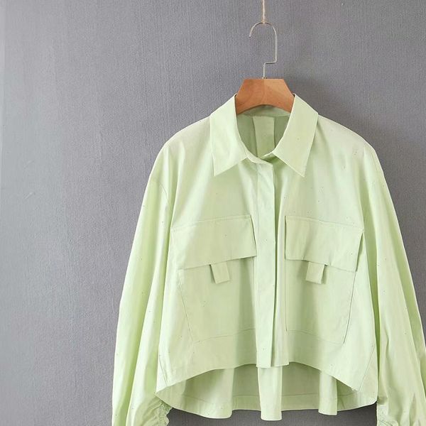 women simply womens blouses solid double pockets patch casual loose green blouse shirts chic office blusas irregular chemise, White
women simply womens blouses solid double pockets patch casual loose green blouse shirts chic office blusas irregular chemise, White