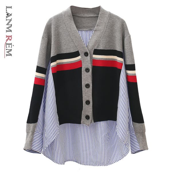 loose striped shirt women patchwork long sleeve knitted single breasted shirts female fashion tide yj675 210507, White
loose striped shirt women patchwork long sleeve knitted single breasted shirts female fashion tide yj675 210507, White