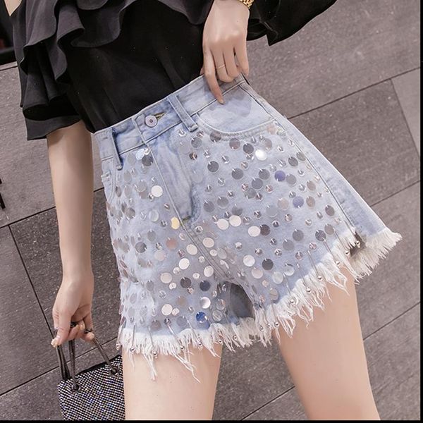 summer fashion womens shorts lady high waist tassel ripped hole sequins wide leg denim female glitters beads jean, White;black
summer fashion womens shorts lady high waist tassel ripped hole sequins wide leg denim female glitters beads jean, White;black