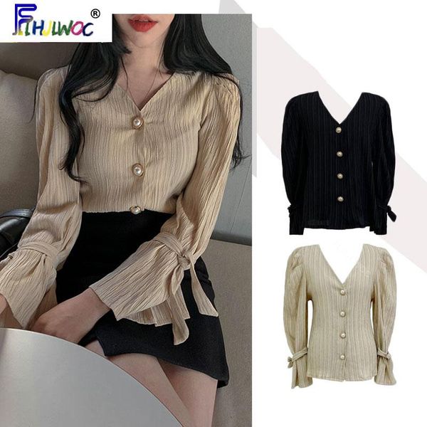 women's blouses & shirts 2021 women v neck korean style date girls flare sleeve temperament lady button 1422, White
women's blouses & shirts 2021 women v neck korean style date girls flare sleeve temperament lady button 1422, White