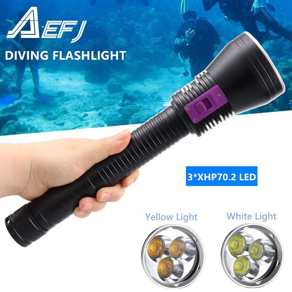 flashlights torches 8000lm diving 3*xhp70.2 led white/yellow light dive torch underwater 100m submersible lamp power use 3*26650
flashlights torches 8000lm diving 3*xhp70.2 led white/yellow light dive torch underwater 100m submersible lamp power use 3*26650