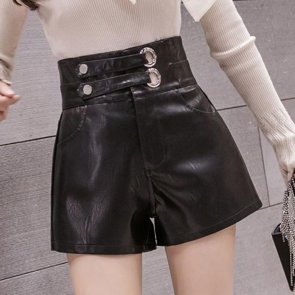 women's shorts women black washed pu leather with belt zipper female high waist ladies casual, White;black
women's shorts women black washed pu leather with belt zipper female high waist ladies casual, White;black