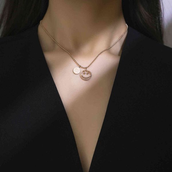 ti-tanium steel letter face necklace women's fashion temperament net red smile clavicle chain new simple pendant in 2021, Silver
ti-tanium steel letter face necklace women's fashion temperament net red smile clavicle chain new simple pendant in 2021, Silver