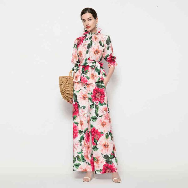 pant female runway defines summer holiday fashion frilly shirt vintage loose pants flower print suit pieces, White
pant female runway defines summer holiday fashion frilly shirt vintage loose pants flower print suit pieces, White