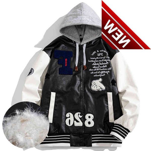 pu leather down jacket men patchwork letter embroidery parka hip hop streetwear winter baseball couple warm coats, Black
pu leather down jacket men patchwork letter embroidery parka hip hop streetwear winter baseball couple warm coats, Black