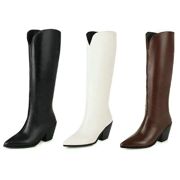 boots 2021 winter women western fashion slip on knee high ladies wedges heel pointed toe long black white
boots 2021 winter women western fashion slip on knee high ladies wedges heel pointed toe long black white