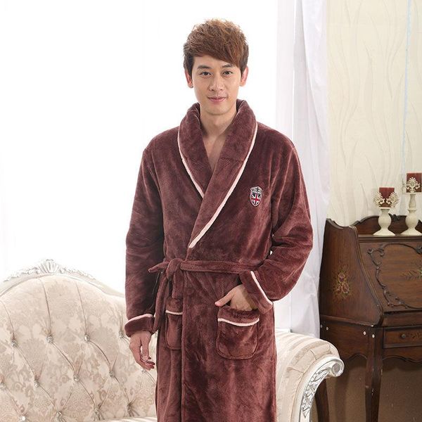 men's sleepwear kimono robe gown couple flannel nightwear lingerie casual bathrobe men lapel home clothes lovers' nightgown, Black;brown
men's sleepwear kimono robe gown couple flannel nightwear lingerie casual bathrobe men lapel home clothes lovers' nightgown, Black;brown