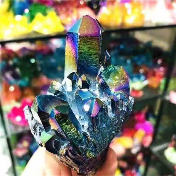 decorative objects & figurines mokagy 150g-230g electroplating colorful angel aura crystal cluster 1pc 
decorative objects & figurines mokagy 150g-230g electroplating colorful angel aura crystal cluster 1pc