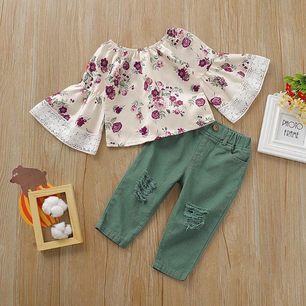 clothing sets baby girl clothes toddler kids girls floral flare sleeve +hole denim pants jean outfits born, White
clothing sets baby girl clothes toddler kids girls floral flare sleeve +hole denim pants jean outfits born, White