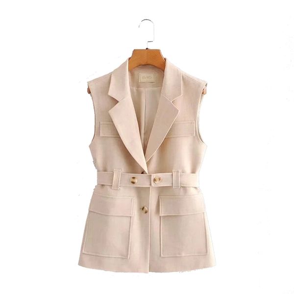 elegant tooling style women fashion solid color single-breasted belt vest coat vintage sleeveless outerwear female chic 210531, Black
elegant tooling style women fashion solid color single-breasted belt vest coat vintage sleeveless outerwear female chic 210531, Black