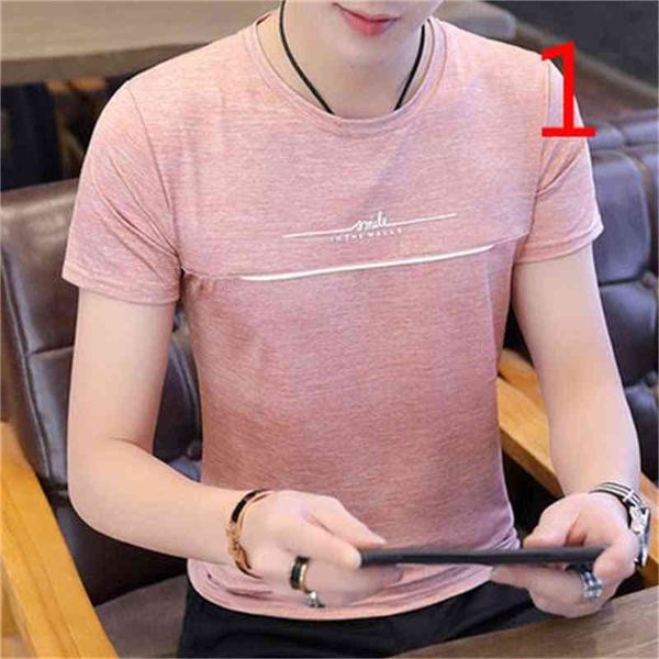 style short-sleeved t-shirt male summer slim korean version of the trend half-sleeved shirt 210420, White;black
style short-sleeved t-shirt male summer slim korean version of the trend half-sleeved shirt 210420, White;black