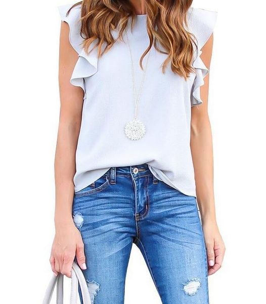 women's blouses & shirts women summer blouse o-neck butterfly sleeve solid shirt casual elegant sleeveless leisure white chiffon femini
women's blouses & shirts women summer blouse o-neck butterfly sleeve solid shirt casual elegant sleeveless leisure white chiffon femini