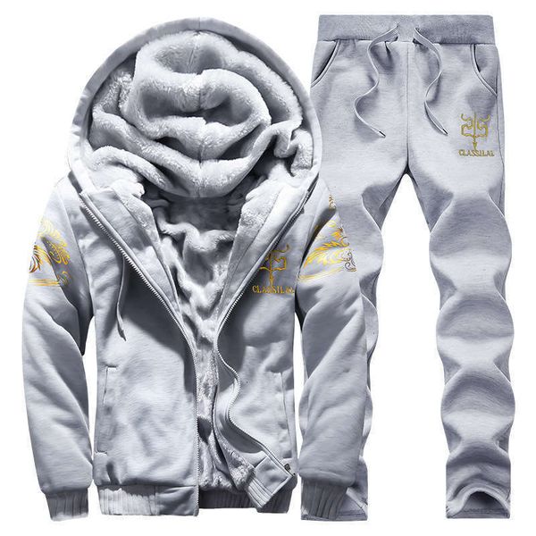 and men's tracksuits autumn winter hooded embroidered harpoon plush sweater large casual sports suit for men, Gray
and men's tracksuits autumn winter hooded embroidered harpoon plush sweater large casual sports suit for men, Gray