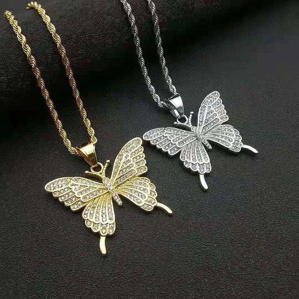 pendant necklaces hiphop iced out chain butterfly necklace for women gold color stainless steel cz bling hip hop fashion jewelry gift, Silver
pendant necklaces hiphop iced out chain butterfly necklace for women gold color stainless steel cz bling hip hop fashion jewelry gift, Silver