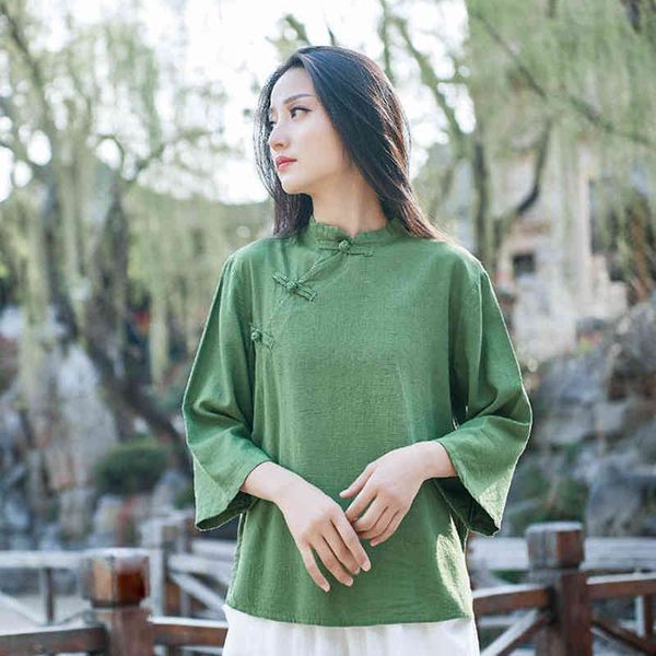 johnature vintage shirt for women stand cotton linen blouses spring solid color button chinese style women shirts 210521, White
johnature vintage shirt for women stand cotton linen blouses spring solid color button chinese style women shirts 210521, White