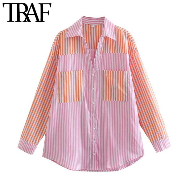 traf women fashion patchwork striped loose blouses vintage long sleeve pockets female shirts blusas chic 210415, White
traf women fashion patchwork striped loose blouses vintage long sleeve pockets female shirts blusas chic 210415, White