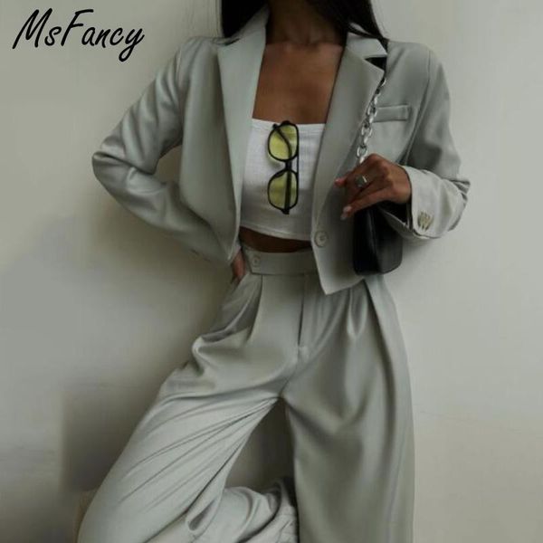 women's two piece pants msfancy pant suits women 2021 fashion single button crop blazer high waist wide leg trousers fall mujer 2 set o, White
women's two piece pants msfancy pant suits women 2021 fashion single button crop blazer high waist wide leg trousers fall mujer 2 set o, White