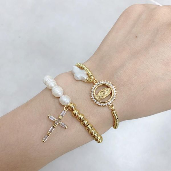 charm bracelets 5pcs/lot wholesale jewelry plated brass pearl beaded religion guadalupe cross, Golden;silver
charm bracelets 5pcs/lot wholesale jewelry plated brass pearl beaded religion guadalupe cross, Golden;silver