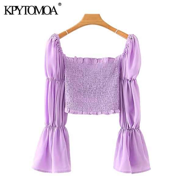 women fashion elastic smocked ruffled cropped blouses vintage square collar long sleeve female shirts chic 210420, White
women fashion elastic smocked ruffled cropped blouses vintage square collar long sleeve female shirts chic 210420, White