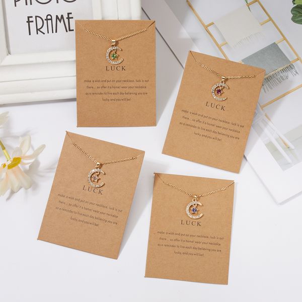 2022 trendy moon star birthstone pendant necklace wish card for women crystal gold color clavicle chain mom birthday jewelry gifts, Silver
2022 trendy moon star birthstone pendant necklace wish card for women crystal gold color clavicle chain mom birthday jewelry gifts, Silver
