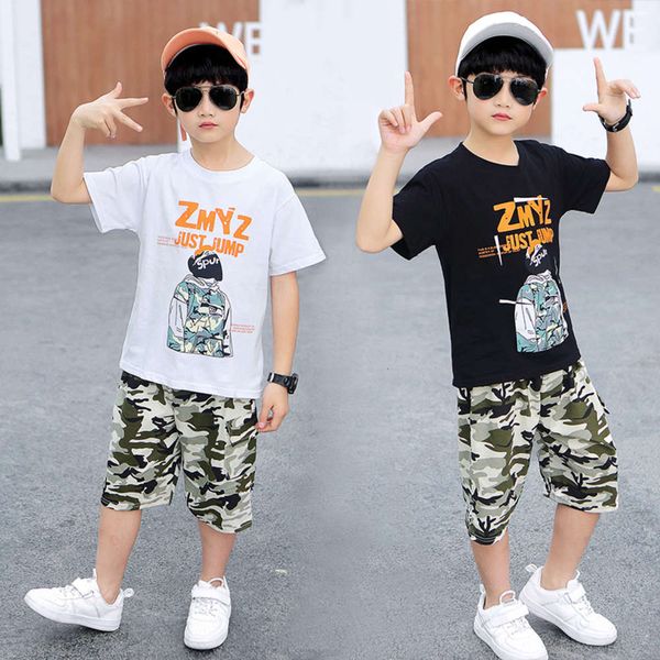 short sleeve children's cotton boy's suit korean two piece summer camouflage, White
short sleeve children's cotton boy's suit korean two piece summer camouflage, White